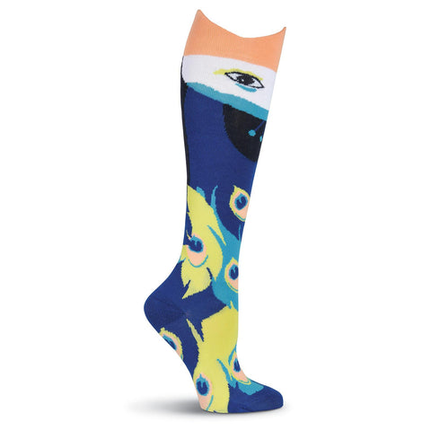 K. Bell Womens Wide Mouth Peacock Knee High Socks