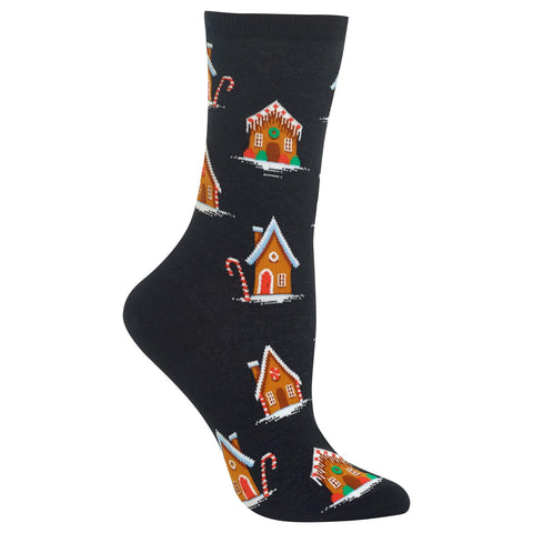 Hot Sox Womens Gingerbread Houses Crew Socks