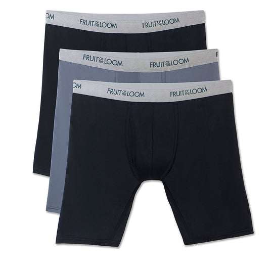 Fruit of the Loom Mens 3-Pack EverLight Long Leg Boxer Briefs