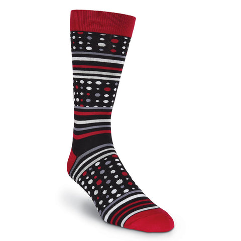 K. Bell Mens Dot and Stripes Crew Socks