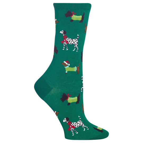 Hot Sox Womens Christmas Dogs Crew Socks