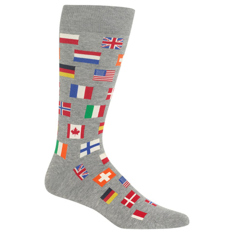 Hot Sox Mens Flags Crew Socks