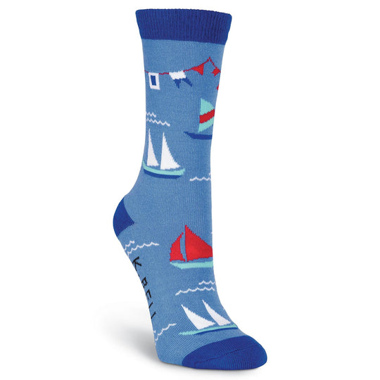 K. Bell Womens Nautical Flags Crew Socks - American Made
