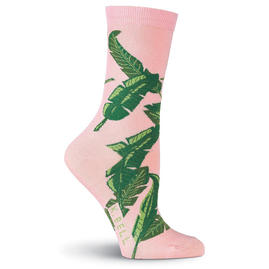 K. Bell Womens Palm Fronds Crew Socks