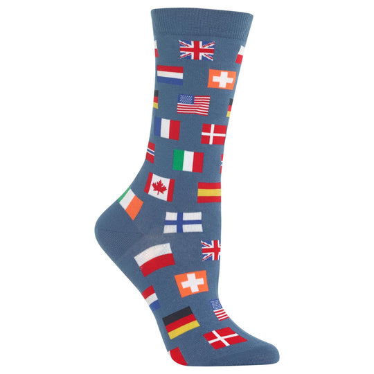 Hot Sox Womens Flags Crew Socks