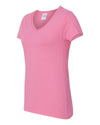Gildan Ladies Heavy Cotton V-Neck T-Shirt, XL, Purple
