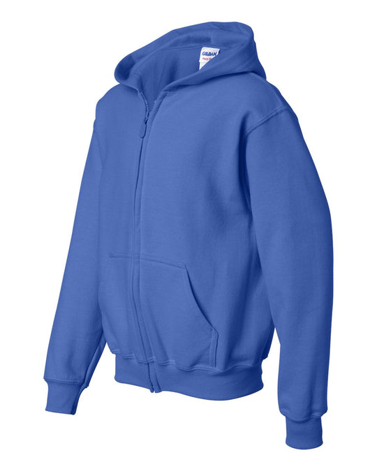 Gildan Youth Heavy Blend Full Zip Hooded Sweatshirt, S, Red