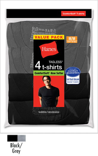 Hanes Men's ComfortSoft Dyed TAGLESS Crewneck Undershirt 4-Pack