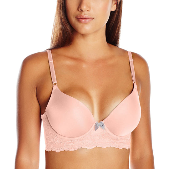 Lily of France Womens Sensational Lace Mid-Line Push Up Bra