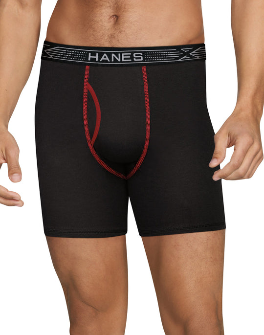 Hanes Mens X-Temp Cotton Boxer Briefs Assorted 4-Pack