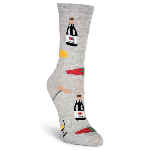 K. Bell Womens Wine and Cheese Crew Socks