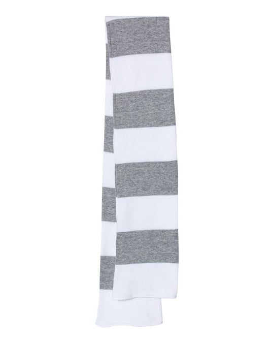 Sportsman Rugby-Striped Knit Scarf, One Size, White/Heather Grey