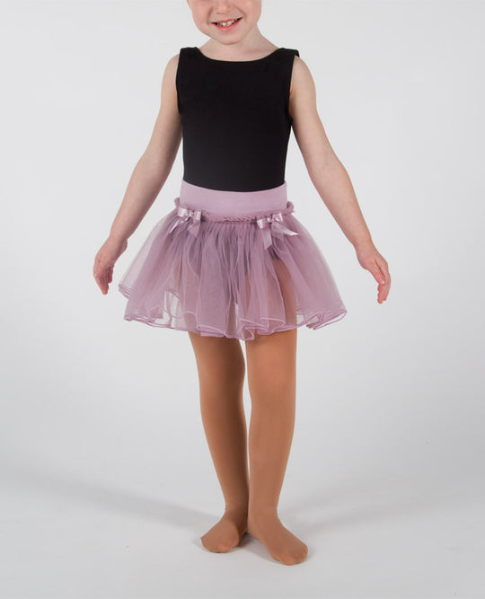 Danskin Girls` Pull-On Double-Layer Tulle Tutu With Bow Accents