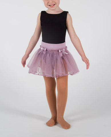 Danskin Girls` Pull-On Double-Layer Tulle Tutu With Bow Accents