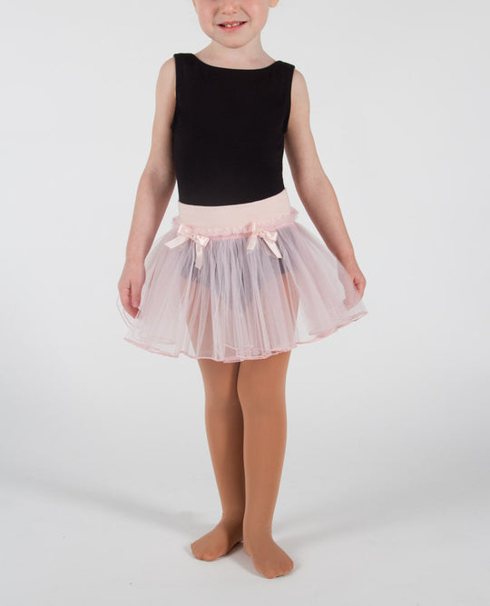 Danskin Girls` Pull-On Double-Layer Tulle Tutu With Bow Accents