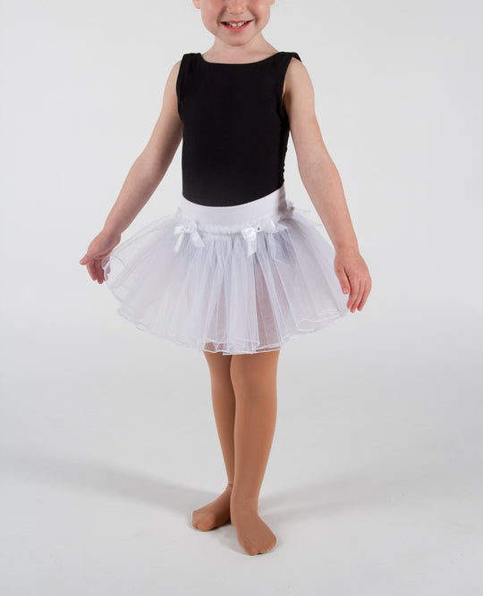 Danskin Girls` Pull-On Double-Layer Tulle Tutu With Bow Accents