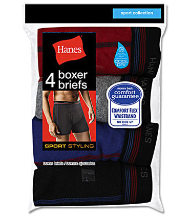 Hanes Men's Sport Styling Boxer Briefs 4 Pack