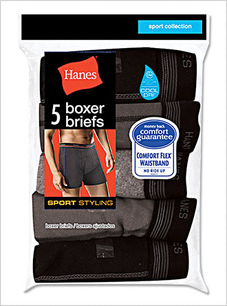 Hanes Men's Boxer Briefs with Comfort Flex Waist Band, 5 pack, Color May  Vary