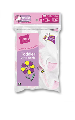 Hanes GIRLS TODDLER ANKLE NON-SKID