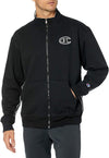 Champion Mens Powerblend Fleece Jacket With Taping, L, Black