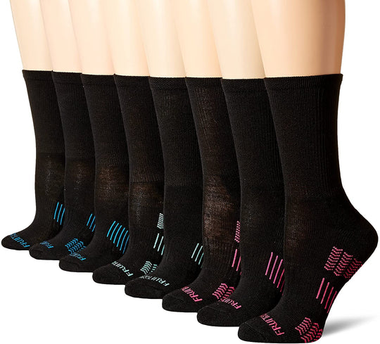Fruit Of The Loom Womens 8 Pack Everyday Active Cushioned Crew Socks, 9-11