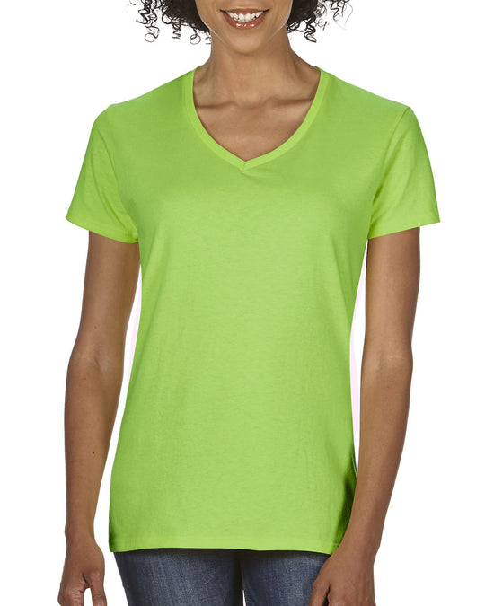 Gildan Ladies Heavy Cotton V-Neck T-Shirt, XL, Purple