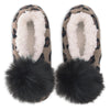 K. Bell Womens Leopard Pom Slippers