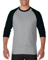 Gildan Mens Heavy Cotton 3/4 Raglan T-Shirt, XS, White/Royal