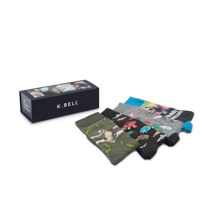 K. Bell Mens Animal Attitude Gift Box Crew Socks 4-Pair Gift Box