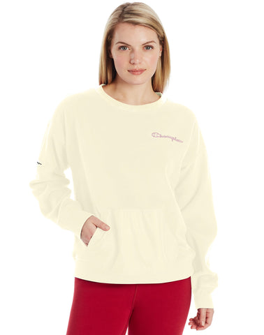 Champion Life Womens Explorer Fleece Crew, L, Chalk White