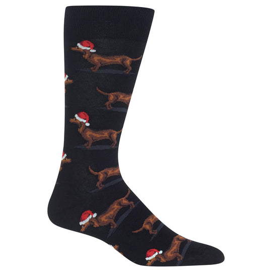 Hot Sox Mens Christmas Santa Dog Crew Socks