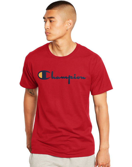 Champion Mens Classic Short-Sleeve Jersey Tee, L, Granite Heather