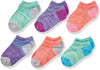 Fruit Of The Loom Girls 6 Pack No Show Socks, L, Gray/Multi