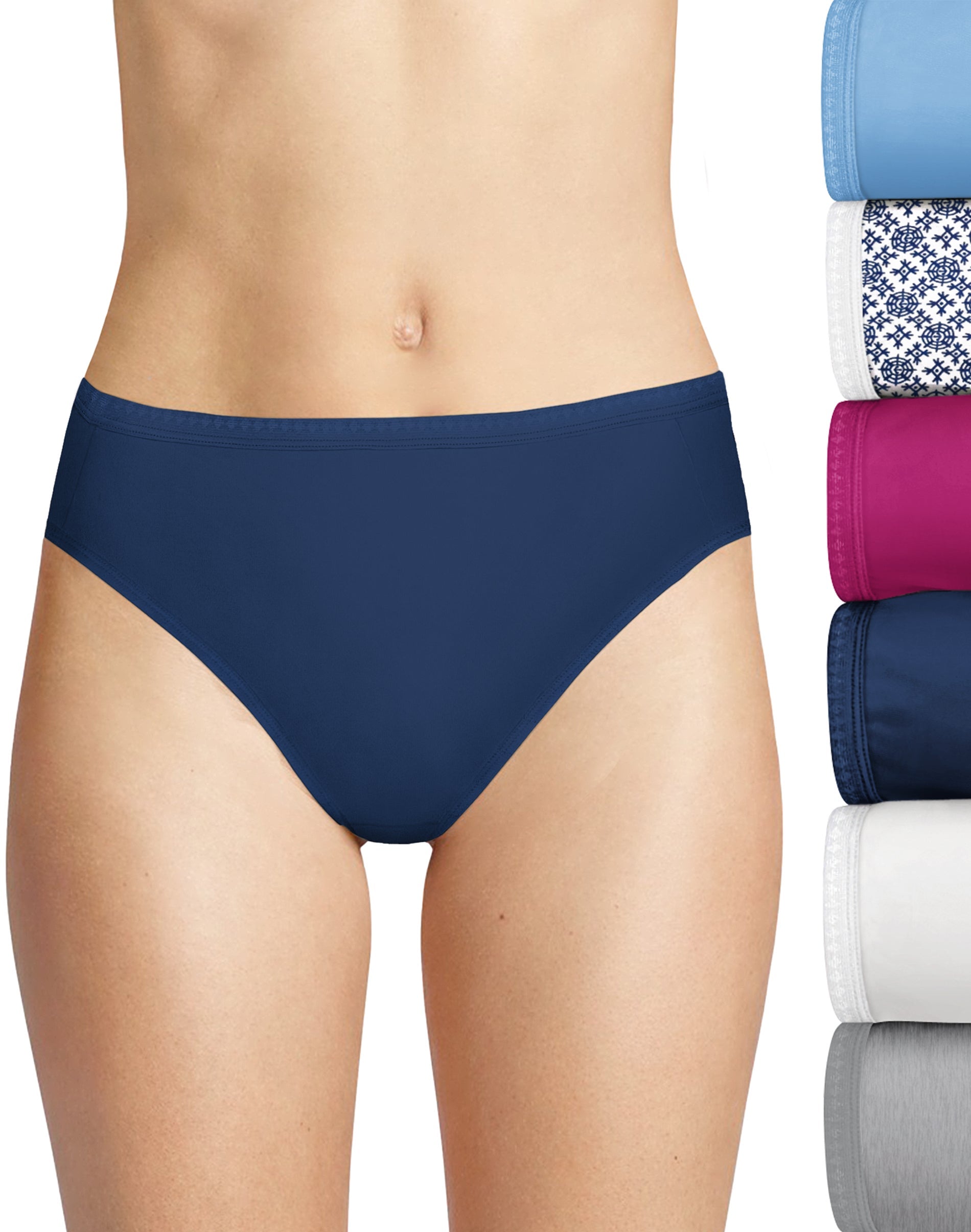 Hanes 6-Pack Hi-Cut Panties Cotton Womens Underwear Ultimate Breathable  Light