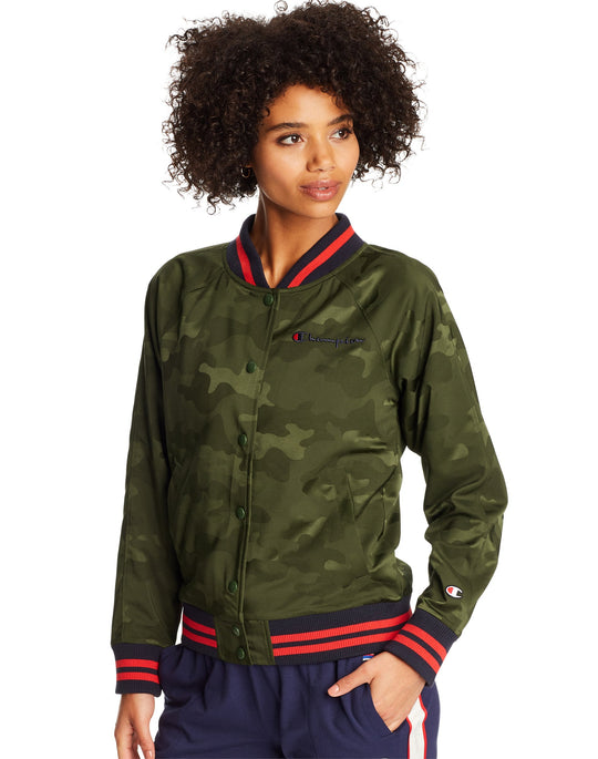 Champion Life Womens Bomber Camo Jacket, L, Black Camo