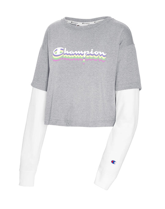Champion Womens Middleweight Cropped Two-fer Tee