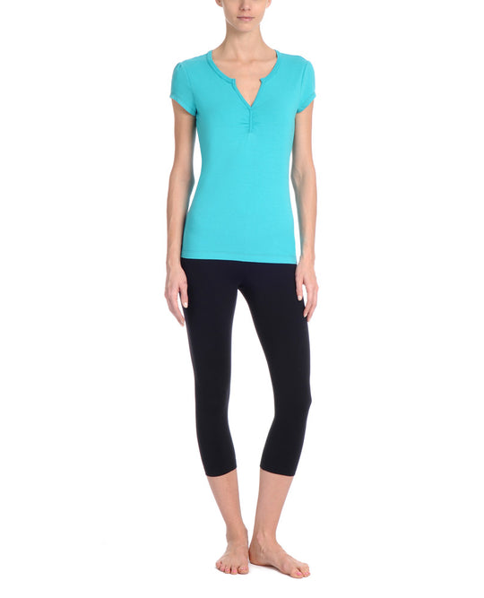 Danskin Women`s Fashion Yoga Essentials V-Neck T-Shirt