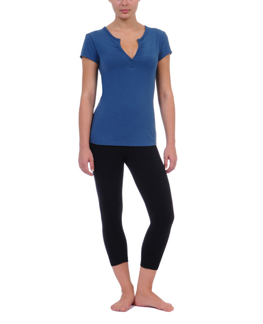 Danskin Women`s Fashion Yoga Essentials V-Neck T-Shirt