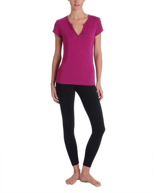 Danskin Women`s Fashion Yoga Essentials V-Neck T-Shirt