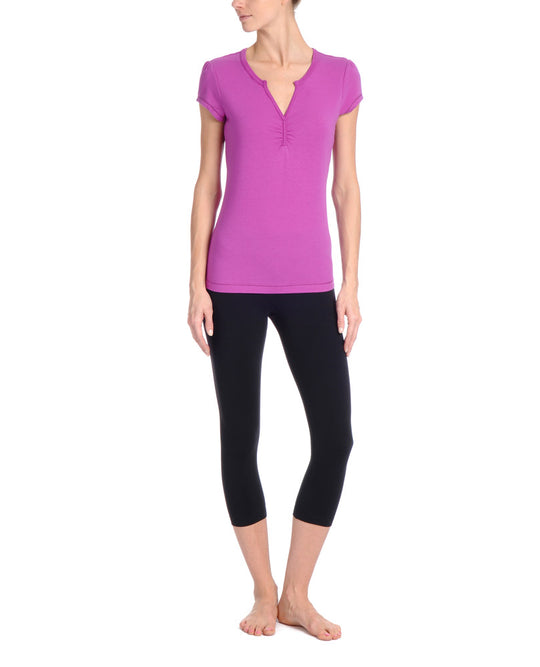 Danskin Women`s Fashion Yoga Essentials V-Neck T-Shirt