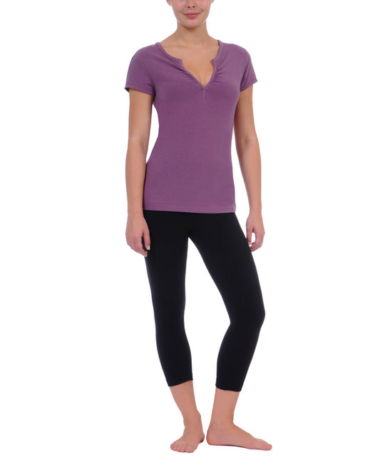 Danskin Women`s Fashion Yoga Essentials V-Neck T-Shirt