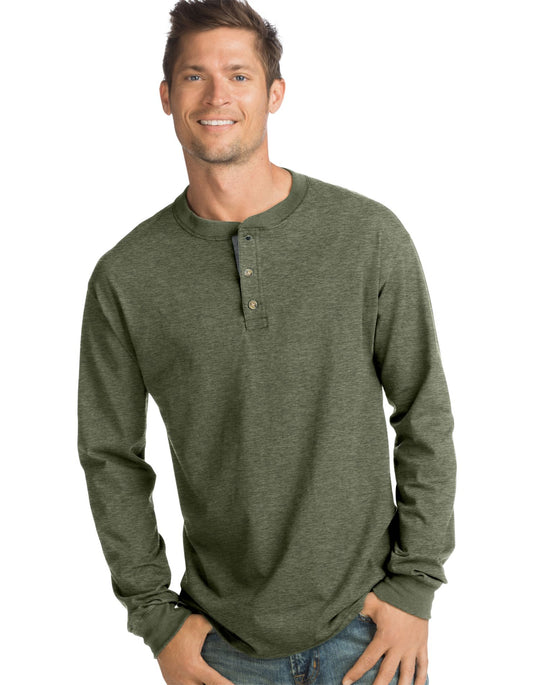 Hanes Men`s Beefy-T Long-Sleeve Henley