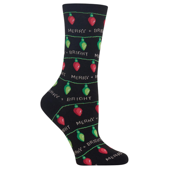 Hot Sox Womens Christmas Lights Crew Socks
