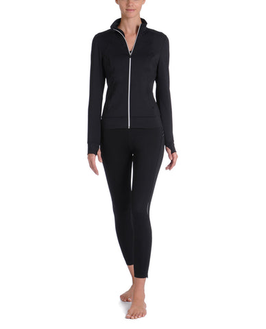 Danskin Women`s Ice Stripe Mock Neck Jacket