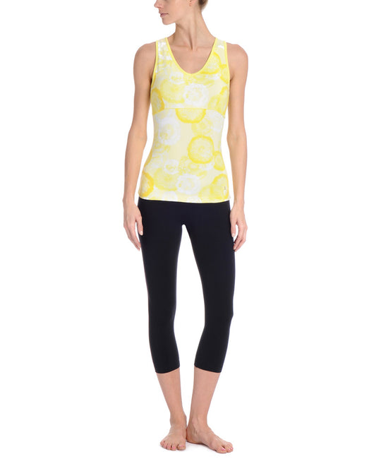 Danskin Women`s Yoga Pin-tuck Posies Printed Tank Top