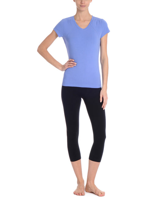 Danskin Women`s Yoga Pin-tuck Posies Tee Shirt