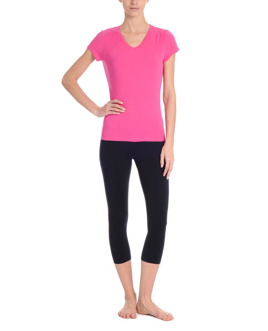 Danskin Women`s Yoga Pin-tuck Posies Tee Shirt