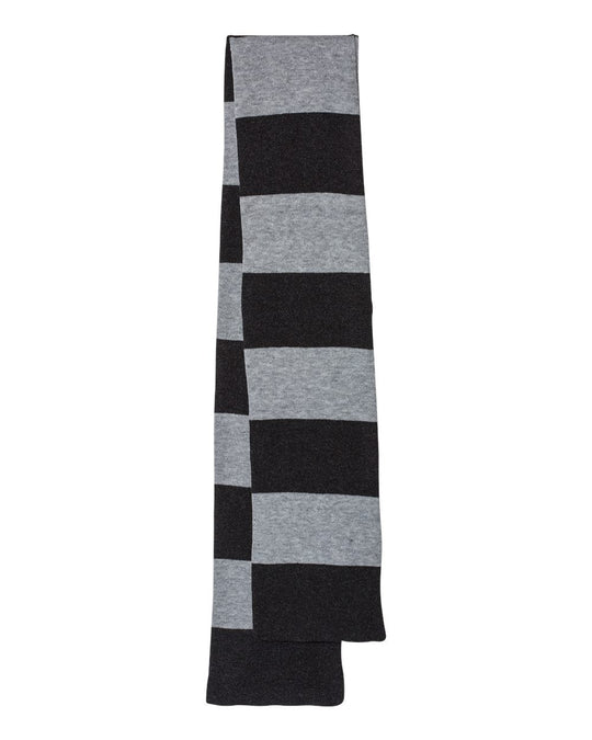 Sportsman Rugby-Striped Knit Scarf, One Size, White/Heather Grey
