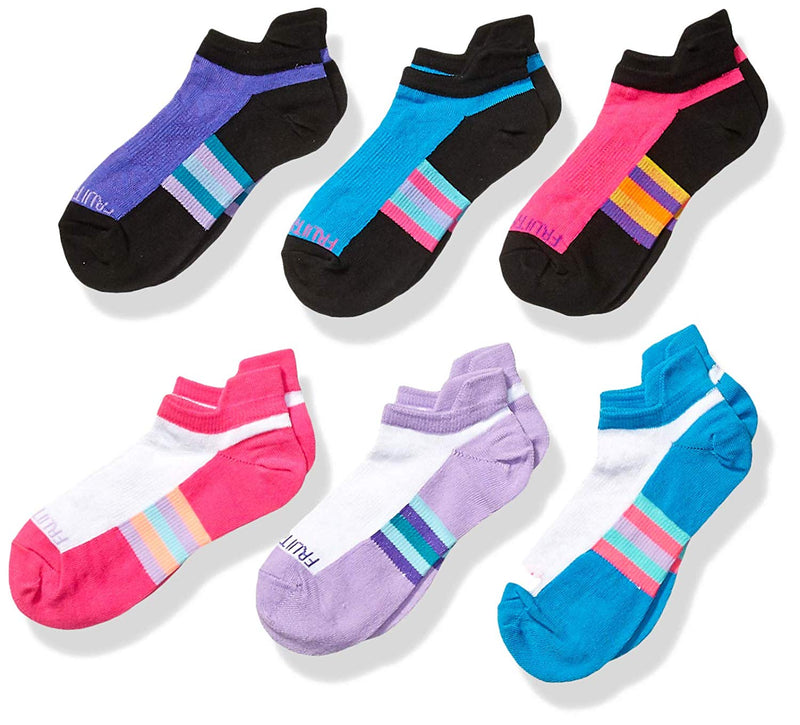 Fruit Of The Loom Girls Active Lightweight No Show Tab Socks 6 Pair