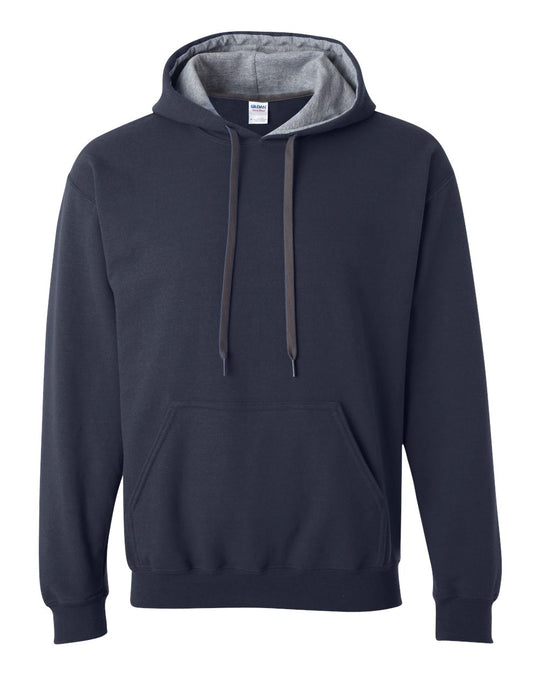 Gildan Mens Heavy Blend Contrast Hooded Sweatshirt, S, Navy/Sport Grey